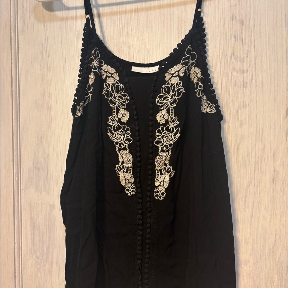 Black Embroidered Women's Top